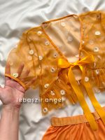 ست نیمتنه و شلوارک توری نارنجی کد 7056 - Image 3