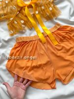 ست نیمتنه و شلوارک توری نارنجی کد 7056 - Image 2