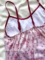 ست تاپ و شلوارک ساتن پاپیونی زرشکی🎀 - Image 4