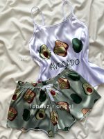 ست تاپ و شلوارک ساتن آووکادو🥑