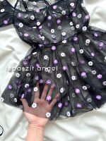 پیراهن گلدار بابونه بنفش کد 8011 - Image 3