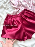 ست تاپ و شلوارک ساتن پاپیونی زرشکی🎀 - Image 2
