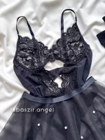 ست بادی، جوراب و دامن مرواریدی مشکی کد 7002 - Image 2