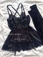 پیراهن فانتزی شکوفه ای با جوراب کد 1201