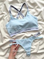 ست نیمتنه و شورت نخی Calvin Klein کد 5000 آبی آسمونی